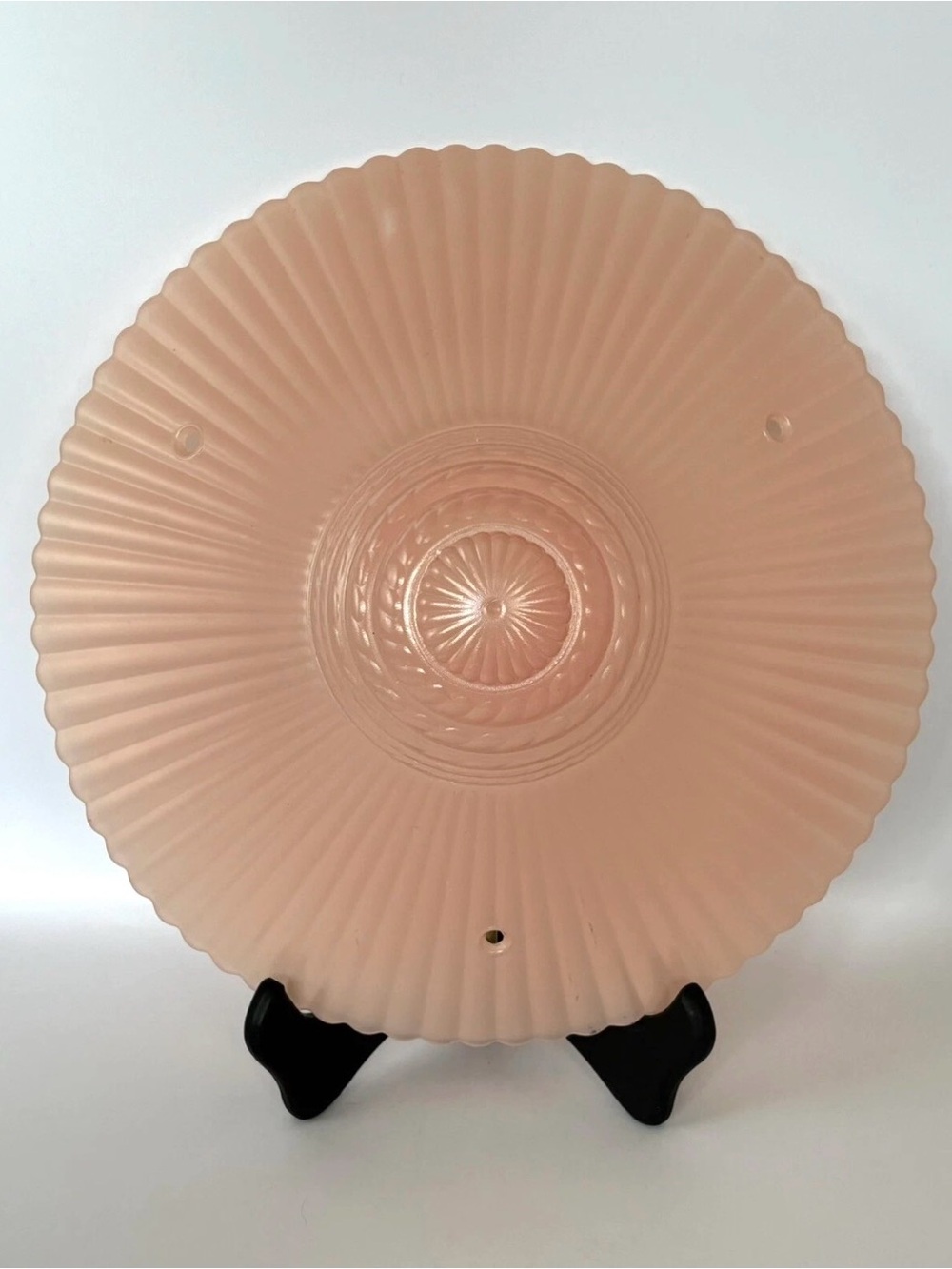 Vintage Pink Art Deco Early-Mid Century Glass Ceiling Light Shade 3 Hole